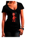 Cute Devil - Halloween Design Juniors V-Neck Dark T-Shirt-Womens V-Neck T-Shirts-TooLoud-Black-Small-Davson Sales