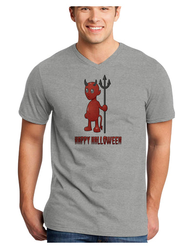 Cute Devil - Happy Halloween Design Adult V-Neck T-shirt-Mens V-Neck T-Shirt-TooLoud-HeatherGray-Small-Davson Sales