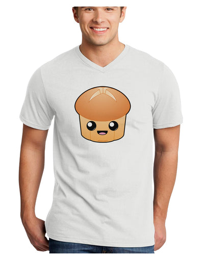 Cute Dinner Roll Adult V-Neck T-shirt-Mens V-Neck T-Shirt-TooLoud-White-Small-Davson Sales