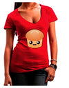 Cute Dinner Roll Juniors V-Neck Dark T-Shirt-Womens V-Neck T-Shirts-TooLoud-Red-Juniors Fitted Small-Davson Sales