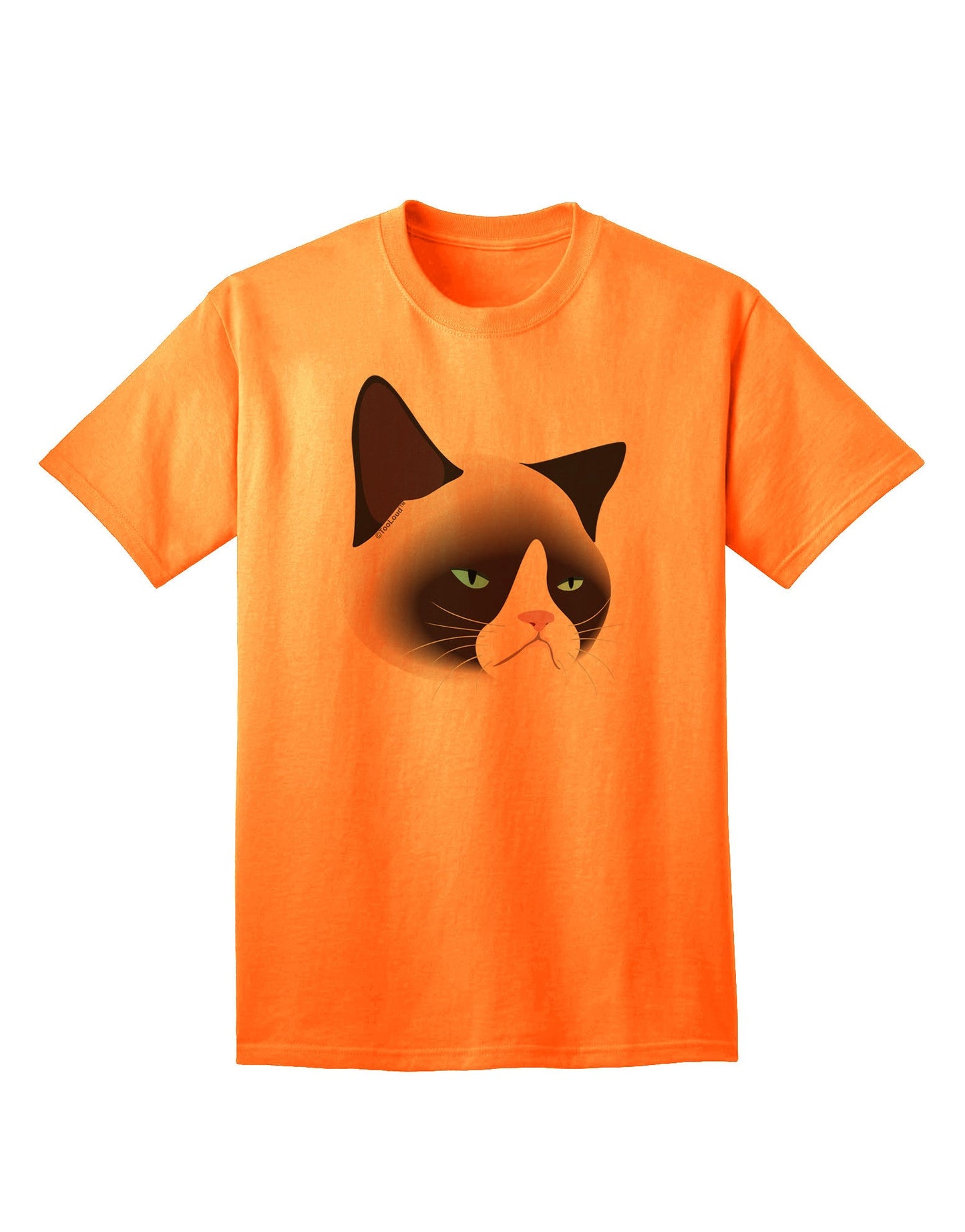 Cute Disgruntled Siamese Cat Adult T-Shirt-Mens T-Shirt-TooLoud-Neon-Orange-Small-Davson Sales