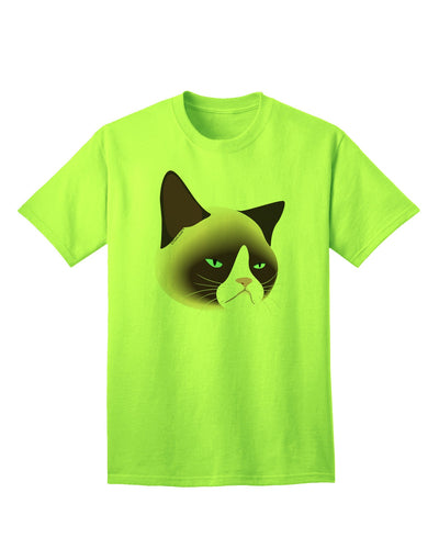 Cute Disgruntled Siamese Cat Adult T-Shirt-Mens T-Shirt-TooLoud-Neon-Green-Small-Davson Sales