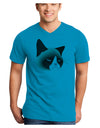 Cute Disgruntled Siamese Cat Adult V-Neck T-shirt-Mens V-Neck T-Shirt-TooLoud-Turquoise-Small-Davson Sales