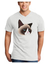 Cute Disgruntled Siamese Cat Adult V-Neck T-shirt-Mens V-Neck T-Shirt-TooLoud-White-Small-Davson Sales