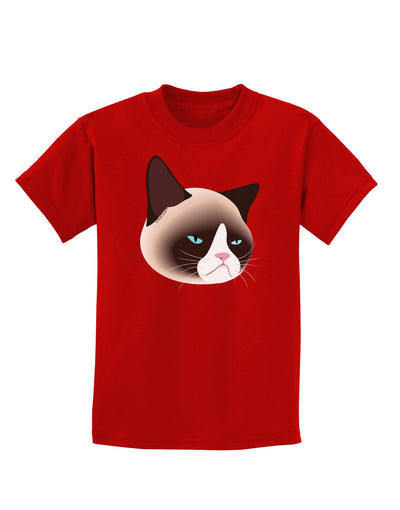 Cute Disgruntled Siamese Cat Childrens Dark T-Shirt-Childrens T-Shirt-TooLoud-Red-X-Small-Davson Sales