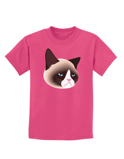 Cute Disgruntled Siamese Cat Childrens Dark T-Shirt-Childrens T-Shirt-TooLoud-Sangria-X-Small-Davson Sales