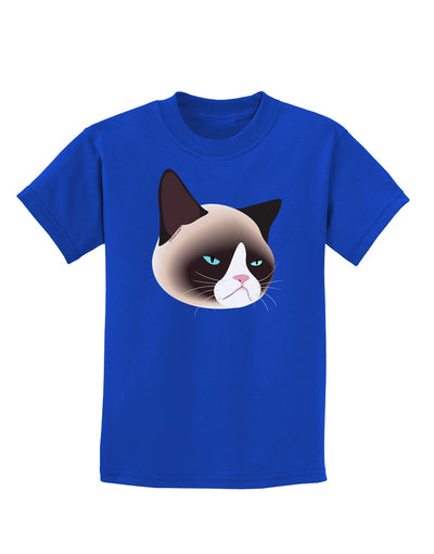 Cute Disgruntled Siamese Cat Childrens Dark T-Shirt-Childrens T-Shirt-TooLoud-Royal-Blue-X-Small-Davson Sales