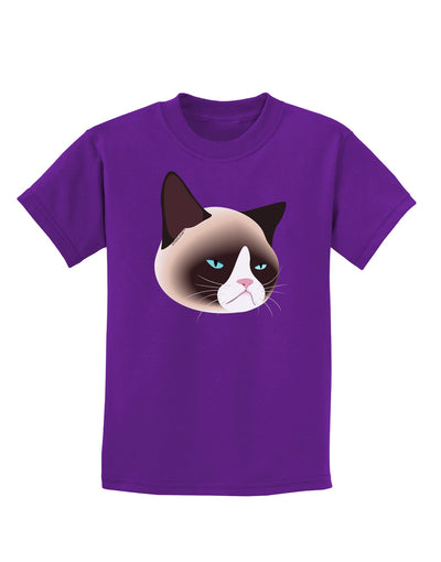 Cute Disgruntled Siamese Cat Childrens Dark T-Shirt-Childrens T-Shirt-TooLoud-Purple-X-Small-Davson Sales