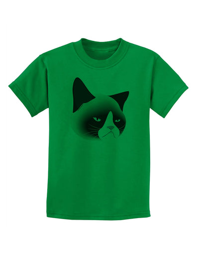 Cute Disgruntled Siamese Cat Childrens T-Shirt-Childrens T-Shirt-TooLoud-Kelly-Green-X-Small-Davson Sales