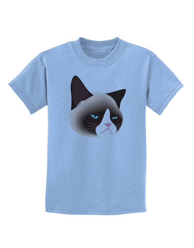 Cute Disgruntled Siamese Cat Childrens T-Shirt-Childrens T-Shirt-TooLoud-Light-Blue-X-Small-Davson Sales