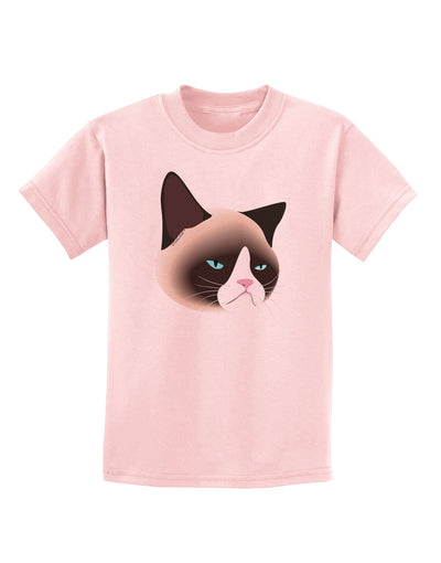 Cute Disgruntled Siamese Cat Childrens T-Shirt-Childrens T-Shirt-TooLoud-PalePink-X-Small-Davson Sales