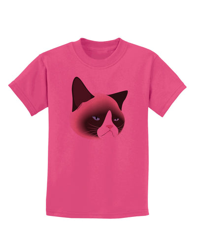 Cute Disgruntled Siamese Cat Childrens T-Shirt-Childrens T-Shirt-TooLoud-Sangria-X-Small-Davson Sales