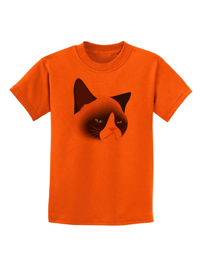 Cute Disgruntled Siamese Cat Childrens T-Shirt-Childrens T-Shirt-TooLoud-Orange-X-Small-Davson Sales