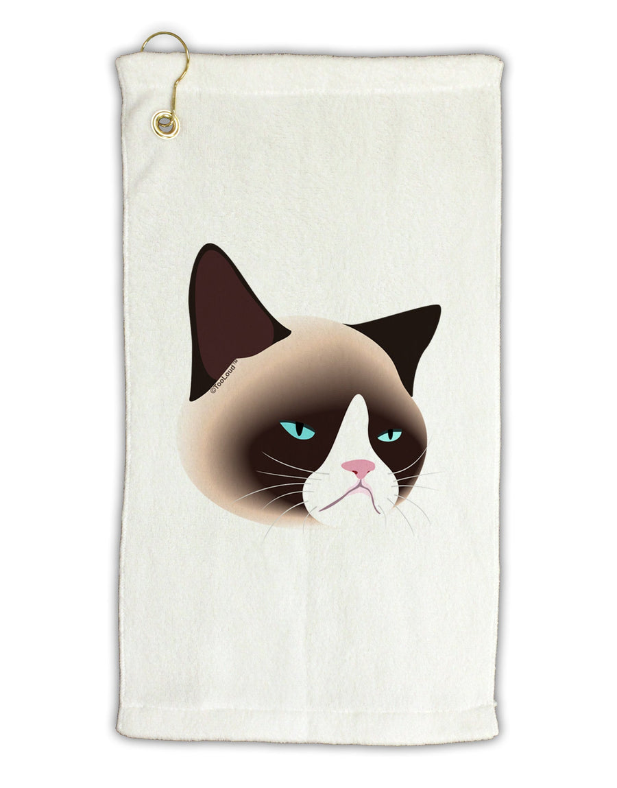 Cute Disgruntled Siamese Cat Micro Terry Gromet Golf Towel 16 x 25 inch-Golf Towel-TooLoud-White-Davson Sales