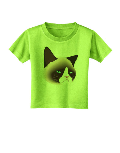 Cute Disgruntled Siamese Cat Toddler T-Shirt-Toddler T-Shirt-TooLoud-Lime-Green-2T-Davson Sales