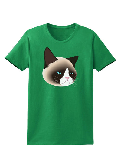 Cute Disgruntled Siamese Cat Womens Dark T-Shirt-TooLoud-Kelly-Green-X-Small-Davson Sales