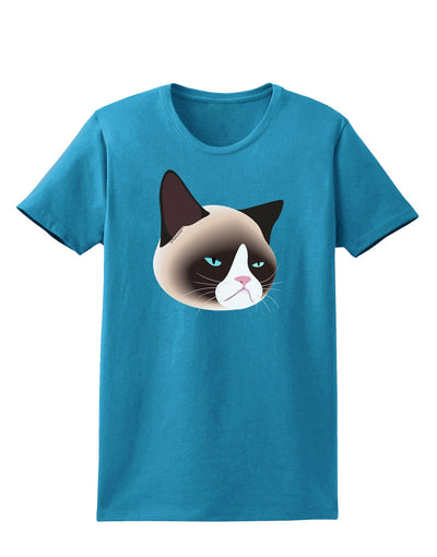 Cute Disgruntled Siamese Cat Womens Dark T-Shirt-TooLoud-Turquoise-X-Small-Davson Sales