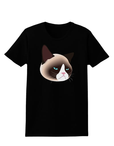 Cute Disgruntled Siamese Cat Womens Dark T-Shirt-TooLoud-Black-X-Small-Davson Sales