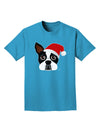 Cute Dog with Santa Hat - Christmas Adult Dark T-Shirt-Mens T-Shirt-TooLoud-Turquoise-Small-Davson Sales