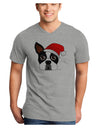 Cute Dog with Santa Hat - Christmas Adult V-Neck T-shirt-Mens V-Neck T-Shirt-TooLoud-HeatherGray-Small-Davson Sales