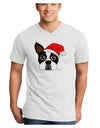 Cute Dog with Santa Hat - Christmas Adult V-Neck T-shirt-Mens V-Neck T-Shirt-TooLoud-White-Small-Davson Sales