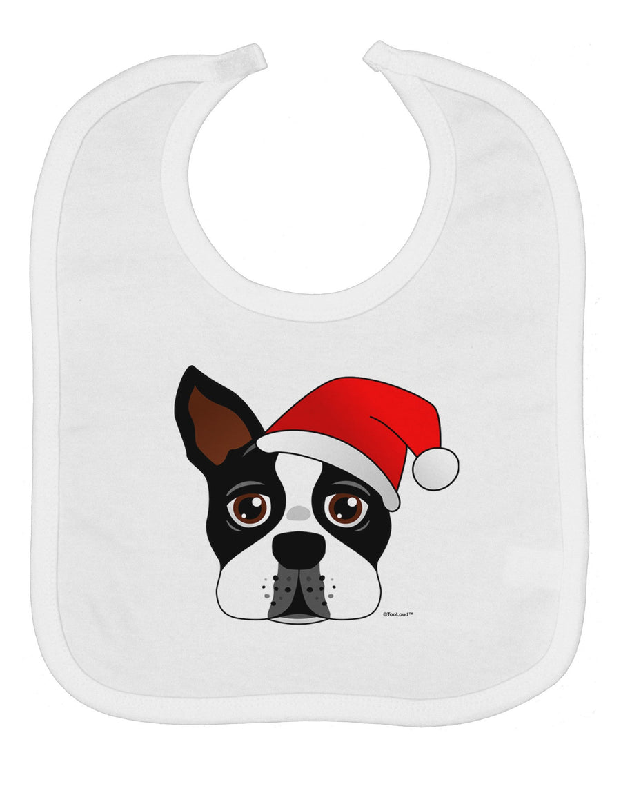 Cute Dog with Santa Hat - Christmas Baby Bib