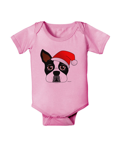 Cute Dog with Santa Hat - Christmas Baby Romper Bodysuit-Baby Romper-TooLoud-Light-Pink-06-Months-Davson Sales