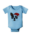 Cute Dog with Santa Hat - Christmas Baby Romper Bodysuit-Baby Romper-TooLoud-Light-Blue-06-Months-Davson Sales