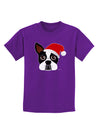 Cute Dog with Santa Hat - Christmas Childrens Dark T-Shirt-Childrens T-Shirt-TooLoud-Purple-X-Small-Davson Sales