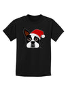 Cute Dog with Santa Hat - Christmas Childrens Dark T-Shirt-Childrens T-Shirt-TooLoud-Black-X-Small-Davson Sales