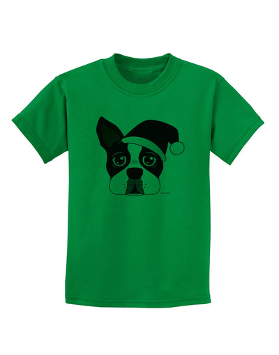 Cute Dog with Santa Hat - Christmas Childrens T-Shirt-Childrens T-Shirt-TooLoud-Kelly-Green-X-Small-Davson Sales