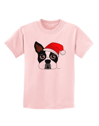 Cute Dog with Santa Hat - Christmas Childrens T-Shirt-Childrens T-Shirt-TooLoud-PalePink-X-Small-Davson Sales