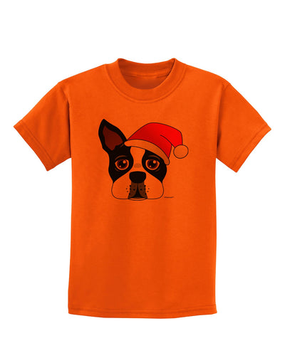 Cute Dog with Santa Hat - Christmas Childrens T-Shirt-Childrens T-Shirt-TooLoud-Orange-X-Small-Davson Sales