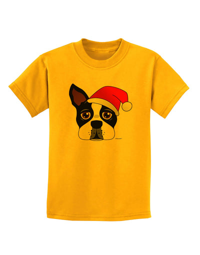 Cute Dog with Santa Hat - Christmas Childrens T-Shirt-Childrens T-Shirt-TooLoud-Gold-X-Small-Davson Sales