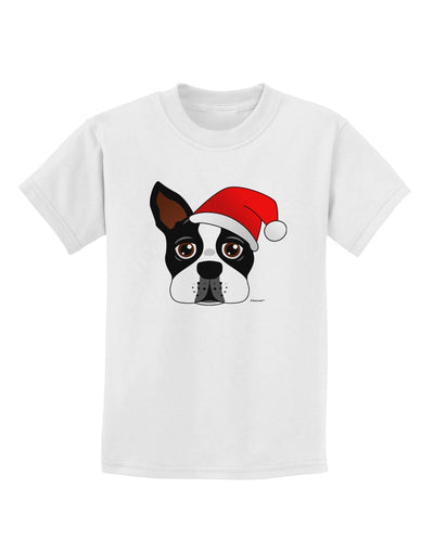 Cute Dog with Santa Hat - Christmas Childrens T-Shirt-Childrens T-Shirt-TooLoud-White-X-Small-Davson Sales