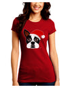 Cute Dog with Santa Hat - Christmas Juniors Crew Dark T-Shirt-T-Shirts Juniors Tops-TooLoud-Red-Juniors Fitted Small-Davson Sales