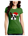 Cute Dog with Santa Hat - Christmas Juniors Crew Dark T-Shirt-T-Shirts Juniors Tops-TooLoud-Kiwi-Green-Juniors Fitted Small-Davson Sales