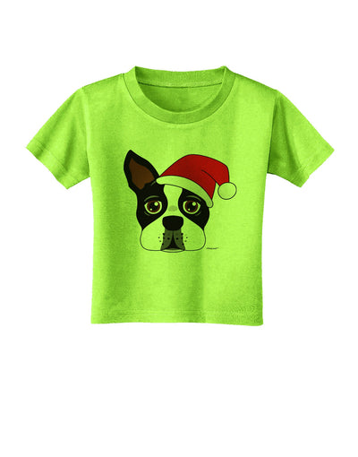 Cute Dog with Santa Hat - Christmas Toddler T-Shirt-Toddler T-Shirt-TooLoud-Lime-Green-2T-Davson Sales