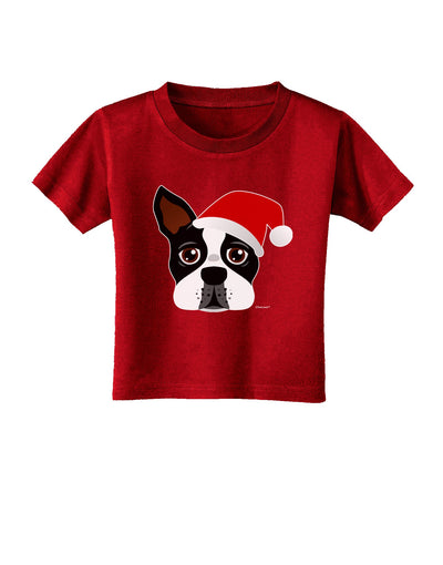 Cute Dog with Santa Hat - Christmas Toddler T-Shirt Dark-Toddler T-Shirt-TooLoud-Clover-Green-2T-Davson Sales