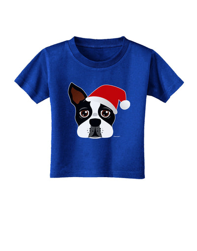 Cute Dog with Santa Hat - Christmas Toddler T-Shirt Dark-Toddler T-Shirt-TooLoud-Red-2T-Davson Sales