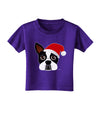 Cute Dog with Santa Hat - Christmas Toddler T-Shirt Dark-Toddler T-Shirt-TooLoud-Purple-2T-Davson Sales