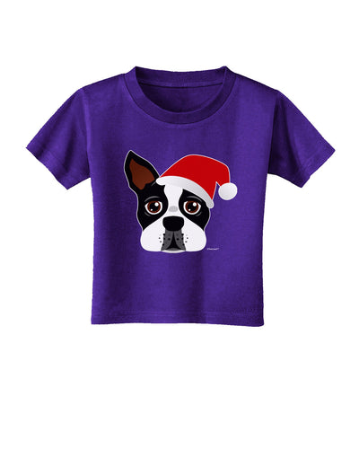 Cute Dog with Santa Hat - Christmas Toddler T-Shirt Dark-Toddler T-Shirt-TooLoud-Purple-2T-Davson Sales