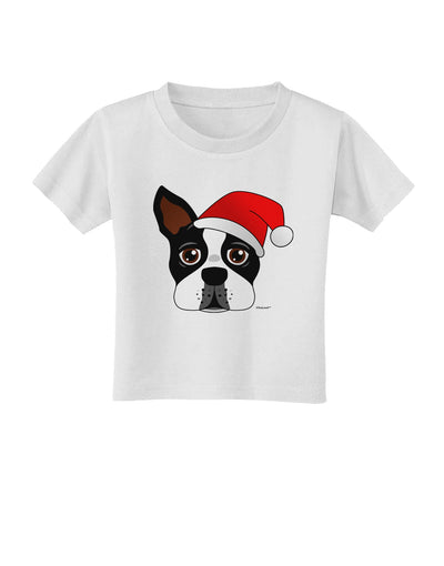 Cute Dog with Santa Hat - Christmas Toddler T-Shirt-Toddler T-Shirt-TooLoud-White-2T-Davson Sales