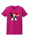 Cute Dog with Santa Hat - Christmas Womens Dark T-Shirt-TooLoud-Hot-Pink-Small-Davson Sales