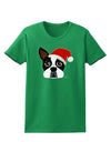 Cute Dog with Santa Hat - Christmas Womens Dark T-Shirt-TooLoud-Kelly-Green-X-Small-Davson Sales