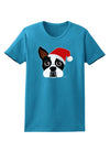 Cute Dog with Santa Hat - Christmas Womens Dark T-Shirt-TooLoud-Turquoise-X-Small-Davson Sales