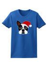 Cute Dog with Santa Hat - Christmas Womens Dark T-Shirt-TooLoud-Royal-Blue-X-Small-Davson Sales