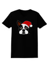 Cute Dog with Santa Hat - Christmas Womens Dark T-Shirt-TooLoud-Black-X-Small-Davson Sales