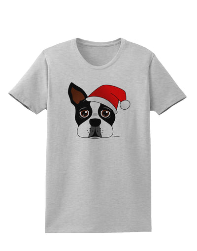 Cute Dog with Santa Hat - Christmas Womens T-Shirt-Womens T-Shirt-TooLoud-AshGray-X-Small-Davson Sales