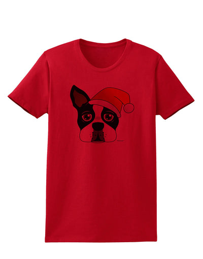 Cute Dog with Santa Hat - Christmas Womens T-Shirt-Womens T-Shirt-TooLoud-Red-X-Small-Davson Sales